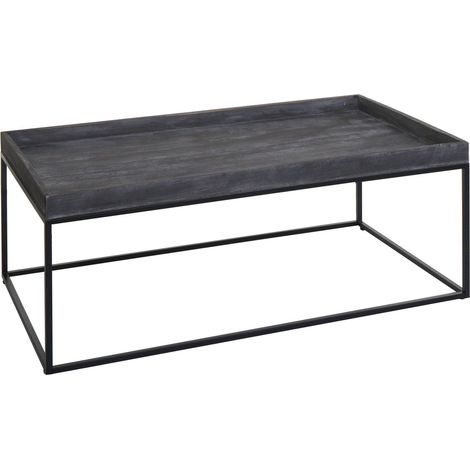 [NEUWERTIG] Couchtisch HHG-866, Kaffeetisch Beistelltisch Tisch, Holz massiv Metall 46x110x60cm dunkelgrau
