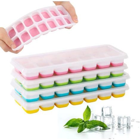 Pack Ice Cube Trays with Lids, Easy-to-Remove Square Ice Cube Trays, Reusable, for Whiskey, Beverages (1/5)