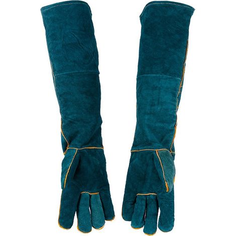 Gants de manutention anti-morsure 60 cm – Cuir de vachette épais – Doublure coton pour confort – Protection vétérinaire et animalerie (1/5)