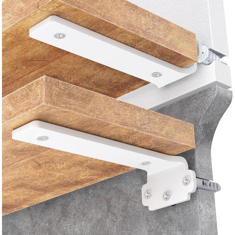 Lot de supports d'étagère flottante, supports d'étagère industriels robustes de 10 cm, équerres en métal noir compatibles avec un support d'étagère de diamètre 10 cm. (1/5)