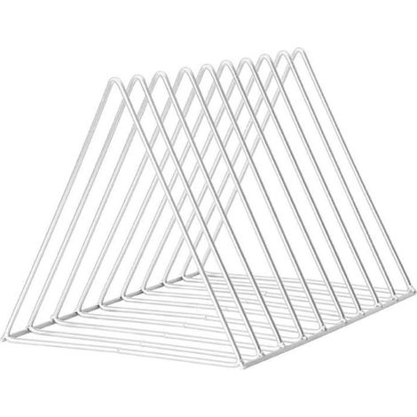 2 pcs Magazine Rack Book Record Holder, Desktop Iron Storage Rack Bookshelf Multifunction Triangle File Organizer Decor Home Office (White) (1/5)