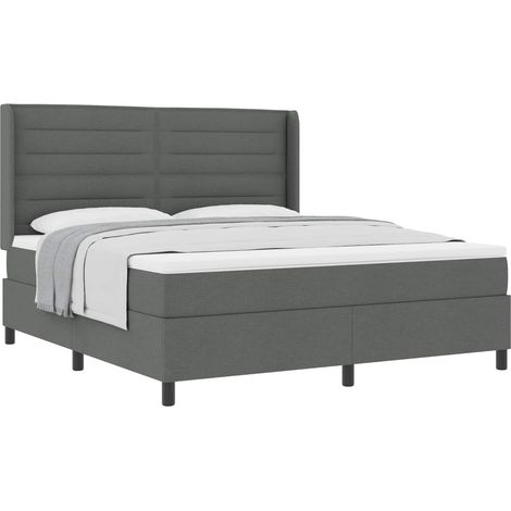Maison Exclusive - Lit à ressorts avec matelas Gris foncé 200 x 180 cm tissu (1/5)