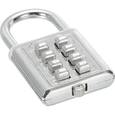 Cadenas à combinaison 8 chiffres,antivol à 4 molettes,serrure numérique sport avec bouton poussoir de sécurité (1/5)