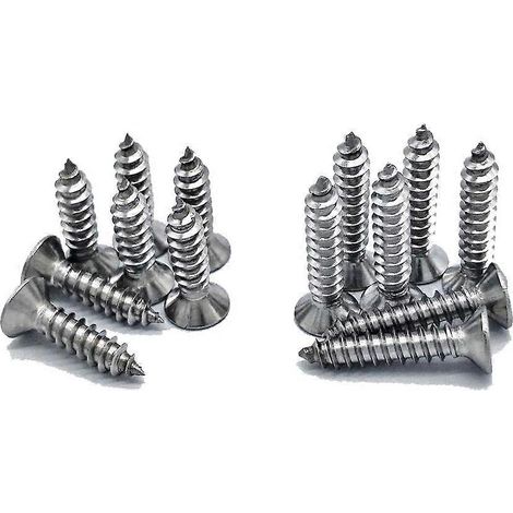 200 vis autotaraudeuses M4 en acier inoxydable à tête plate Phillips pour le bricolage (100 vis M4 x 16 mm) (1/4)