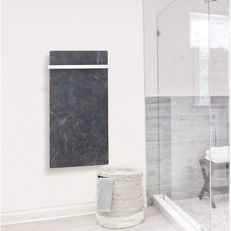 Sèche-serviette à inertie TACTILO Vertical Natura Noir 1300W - Valderoma NN13BLA (1/2)