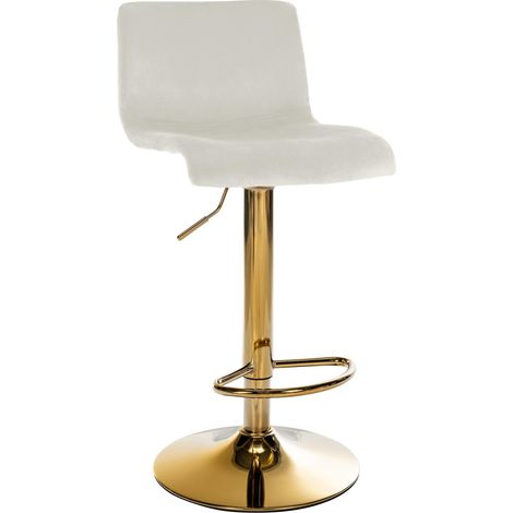 Tabouret de bar x1 réglable en hauteur en velours crème avec dossier style moderne 100006270 (1/5)