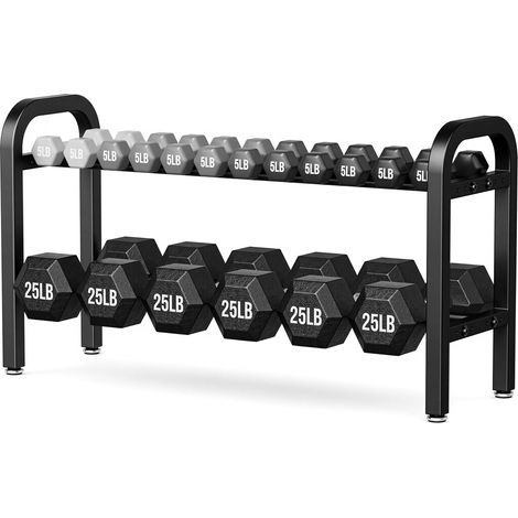 2-tier barbell rack, weight rack for home gym, 136 kg capacity