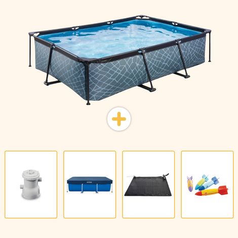 Exit-toys Piscine Exit Rectangulaire - Effet Pierre - 300x200x65 cm - 5-pièces  S211 (1/5)