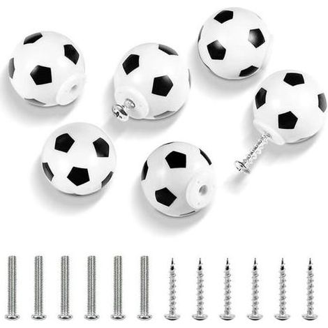 6 boutons et poignées pour enfants. boutons de tiroir de football. poignées de décoration de meubles. poignées de commode. bouton (1/5)