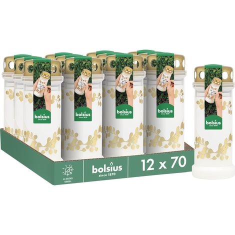 Lot de 12 bougies funéraires Blanc avec motif Cœur Longueur de combustion Bougie de deuil et de mémorial Commémoration propre Sans huile de palme (1/5)