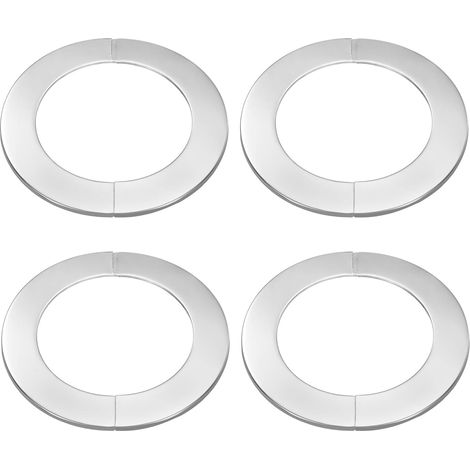 Lot de 4 brides de séparation murales de 3.98" (101mm) en acier inoxydable, rondes, auto-adhésives, avec cache-tuyau et collier de fixation pour sol, plafond, salle de bain, cuisine et toilettes. (1/5)