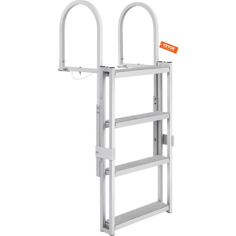 VEVOR Echelle de quai,retractable 4 marches,supporte 350 lb,alliage dealuminium,hauteur reglable 55,1'' et 67,1'',marches 4'' de large,tapis en caoutchouc,bateaux/lacs/piscines/utilisation marine