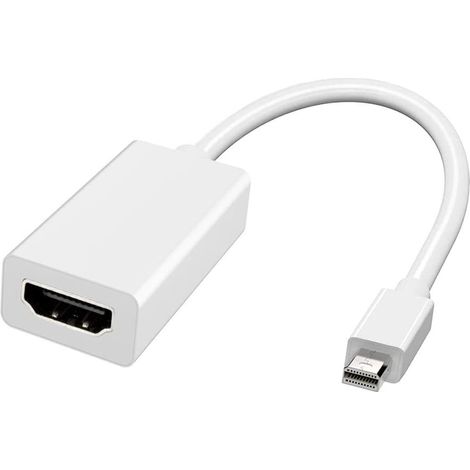 Adaptateur Mini DisplayPort vers HDMI, convertisseur Thunderbolt vers HDMI pour MacBook Air/Pro, Microsoft Surface Pro/Dock, moniteur, projecteur et plus (1 paquet, blanc)