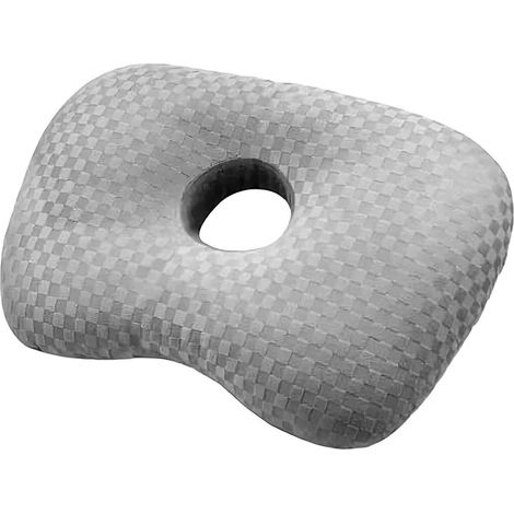 Oreiller orthopédique pour oreilles pour les personnes dormant sur le côté - Oreiller en forme de donut avec trou pour les soins des piercings - Soulage les douleurs inflammatoires de l'oreille (Gris) (1/5)