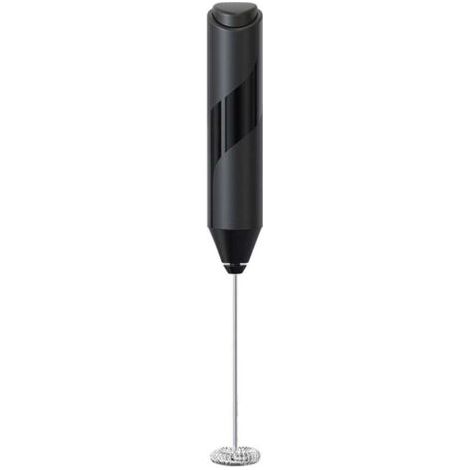 QORVA-Mousseur à lait électrique sans fil en acier inoxydable noir - Multifonctionnel pour cappuccino, crème et vinaigrette - Mousseur rapide - 22 x 2,4 x 2,7 cm