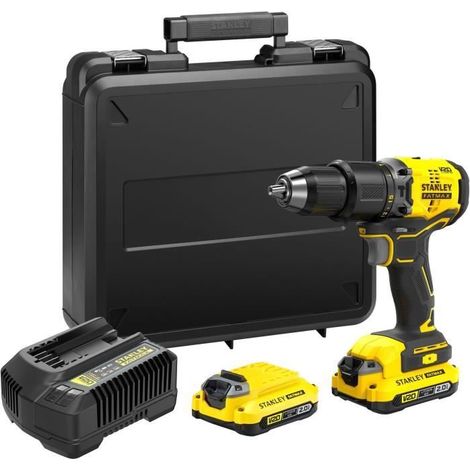 Stanley – Perceuse à percussion sans fil 18V avec 2 batteries 2,0Ah – Moteur sans balais – Couple 60Nm – Chargeur rapide – SFMCD715D2KQW