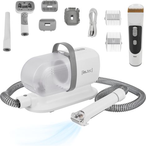 Cortapelos eléctrico para mascotas con aspiradora Amesbury - Blanco/Gris [in.tec]