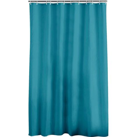 Duschvorhang mit Haken (180 x 200 cm), einfarbiges Polyester (1/5)