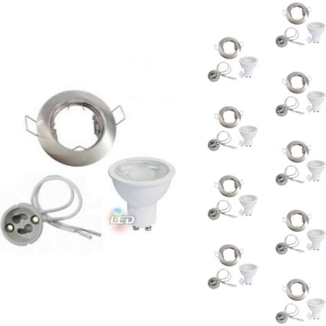 Kit Spot LED GU10 encastrable avec Ampoule LED 8W - Pack de 10 - Blanc Froid 6000K - 8000K - SILAMP (1/3)