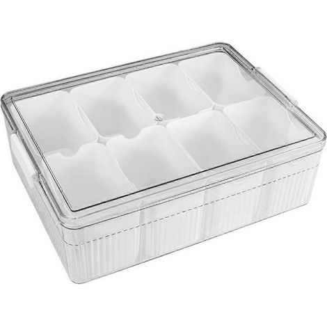 Große Snackbox - Unterteiltes Serviertablett mit Deckel, weiß