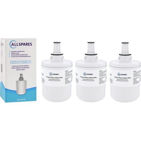 Filtro de agua AllSpares (3 unidades) para frigorífico compatible con Samsung DA29-00003F / DA29-00003G / HAFIN2 (1/4)