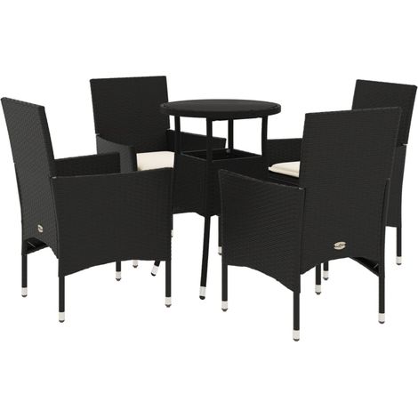 Maison Exclusive - 5-tlg. Garten-Essgruppe mit Kissen Schwarz Pol
