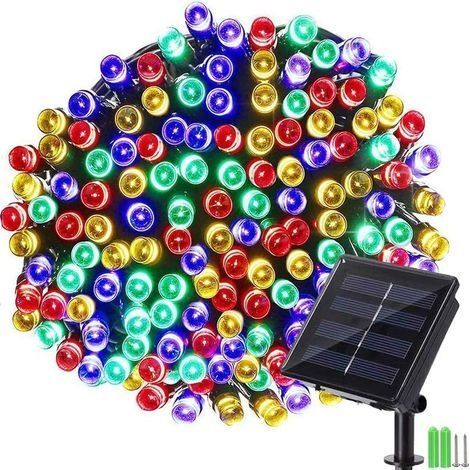 Noel Guirlande Lumineuse Solaire, 22M 200 LED Guirlande Solaire Exterieur Sapin de Noël Lumière 8 Modes Étanche Décoration Lampe pour Intérieur Jardin Patio Mariage Fête Anniversaire, Coloré (1/5)