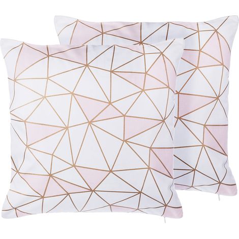 Conjunto de cojines decorativos de algodón rosa patrón geométrico 45 x 45 cm decoración moderna Clarkia