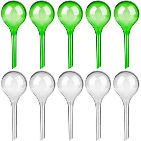 10 Pieces Plant Watering Balls, Automatic Drip Irrigation for Plants, Watering System for Indoor and Outdoor Plants (Green and Transparent)
