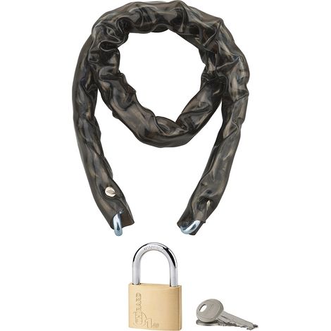 Antifurto lucchetto e catena acciaio rivestita in PVC Loops, bici, grate, cancelli, 6mm, 0.9m, arco 40mm, 2 chiavi - THIRARD
