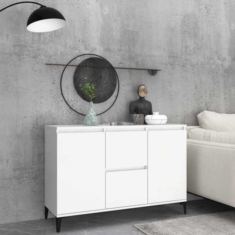 Aparador de madera contrachapada blanco 102x35x70 cm (1/4)