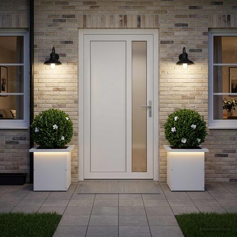 vidaXL Jardinera para jardín con luces LED 2 uds. Blanco (1/5)