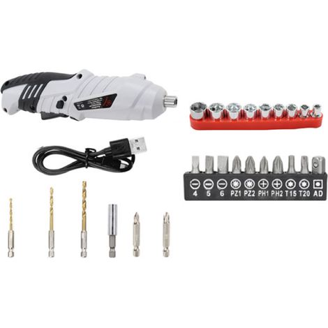 Perceuse Visseuse Sans Fil 3.6Nm, Visseuse Devisseuse 1300mAh 3.6V + 26 Accessoires, 2 Sens Rotation + Lampe LED, Câble Charge USB, Idéal pour Artisans, Installation de Meubles et Jouets (1/5)