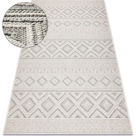 Carpet JERSEY 19234 grey - Rhombuses, structural, loop BOHO beige 60x100 cm