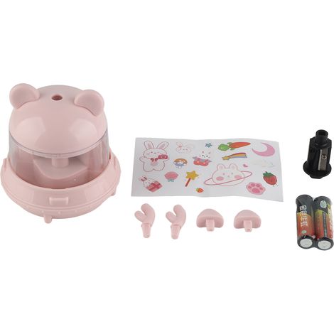 Taille-crayon électrique dessin animé pour enfants, fonctionnant sur piles, rose, adapté aux étudiants (1/5)