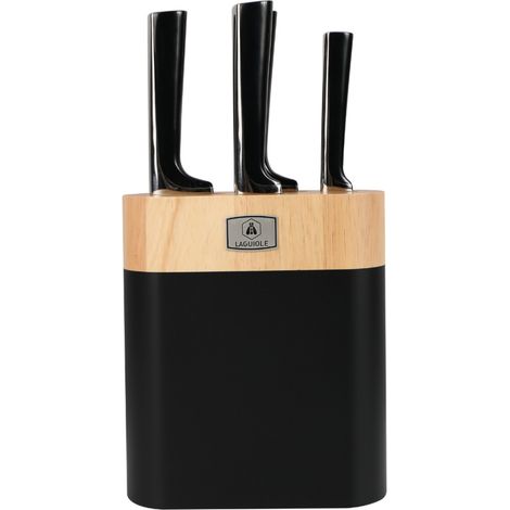 LAGUIOLE CUISSON - Bloc de 4 couteaux en acier noir - "Scintibois"