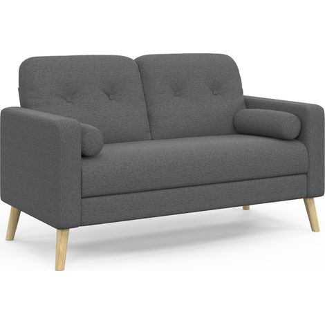 Skandinavisches gerades 2-Sitzer-Sofa CLAIRE in anthrazitgrauem Stoff (1/5)