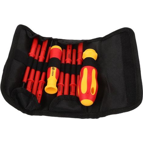 Jeu de tournevis isolés pour électriciens. Ensemble d'outils électriques antidérapants avec embouts plats et fendus. Coffret de 10 pièces pour les travaux de bricolage. (1/5)