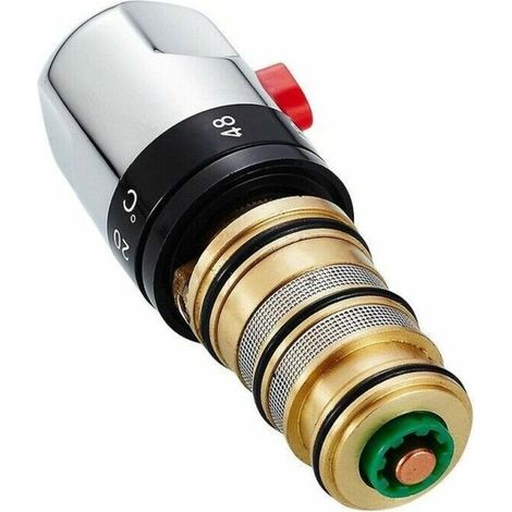 Cartouche de rechange pour robinet de douche thermostatique Chromé,Capteur de température à noyau de valve de robinet thermostatique tout en cuivre, une pièce,Lilaris (1/4)