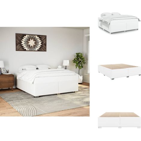 Cadre de lit sans matelas blanc 180x200 cm similicuir - Cadre De Lit - Cadres De Lit - Sommier - Meuble De Chambre À Coucher (1/5)