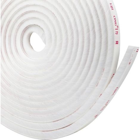 Striscia a spazzola autoadesiva, antivento e antipolvere, per finestre e porte scorrevoli, 10 m x 9 mm x 9 mm, bianca (1/5)