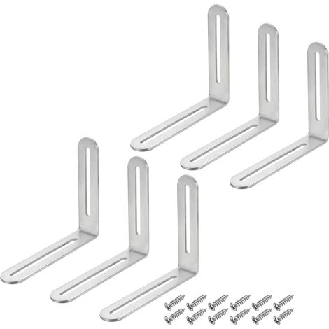 6Pcs Équerre Réglable En L Avec Fente 4.72 x 3.94 Pouce Argent (1/5)