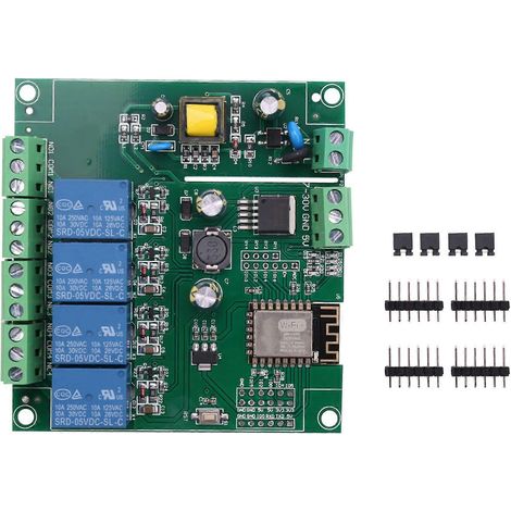 ESP8266 ESP-12F WLAN-Relaismodul, 4-Kanal, AC90-250V/DC7-30V/5V Verzögerungsrelais-Schalter für Arduino IDE Smart Home IoT Fernbedienung (1/5)