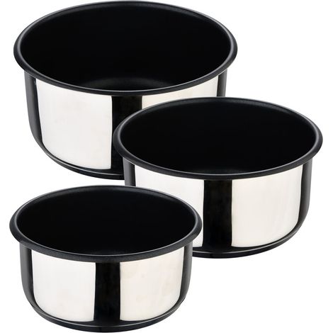 Set 3 cazos (ø16x8cm/ø18x9cm/ø20x10cm) acero inoxidable click & cook bergner (1/5)