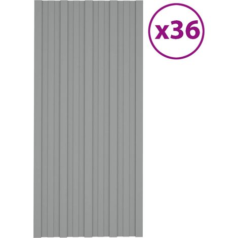 Panneau de toiture 36 pcs Gris 100 x 45 cm Acier galvanisé (1/5)