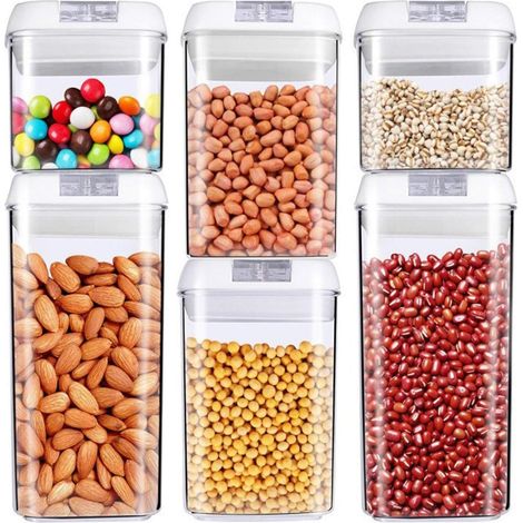 Ensemble de 6 boîtes de conservation, hermétiques en plastique, empilables, pour aliments, cuisine (1/5)