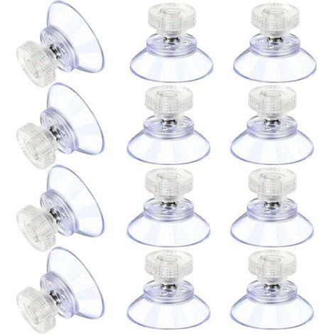 12 Grandes Ventouses Ventouses en Plastique Ventouse Anti-Collision Transparente en Caoutchouc Vis Écrou en Métal Ventouse Solide en PVC Transparent Remplacement avec Écrou de Vis