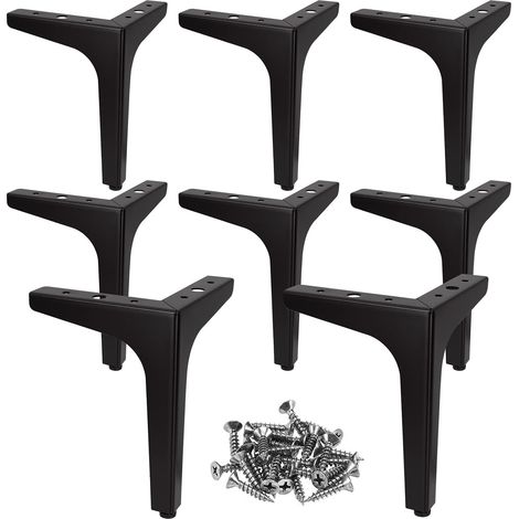 8 x Pieds de meuble en métal noir, Pieds de canapé 17 cm, Charge jusqu'à 800 kg, Moderne pour table, lit, armoire (avec 40 vis) (1/4)