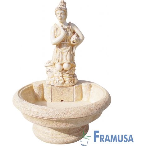 FUENTE DE PIEDRA ARTIFICIAL DIANA OCRE CON BOMBA PARA JARDIN (1/2)