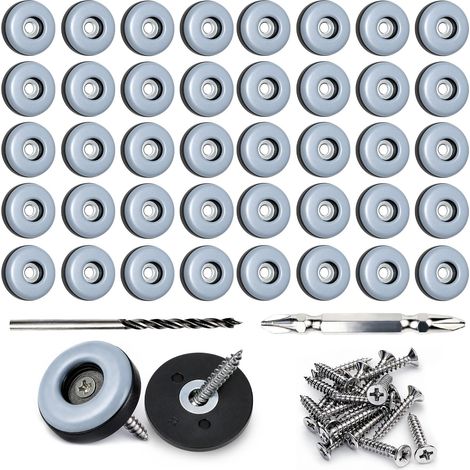 40 Pièces Patins pour Meubles 19mm, Patins pour Chaises Ronds avec Vis et Deux Embouts, Patins Glisseurs pour Pieds de Table et Chaise (1/5)